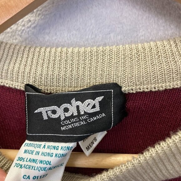 Vintage Topher Colins Canada Wool Blend Sweater Raglan Sleeve Mens Medium M Red - Picture 4 of 16
